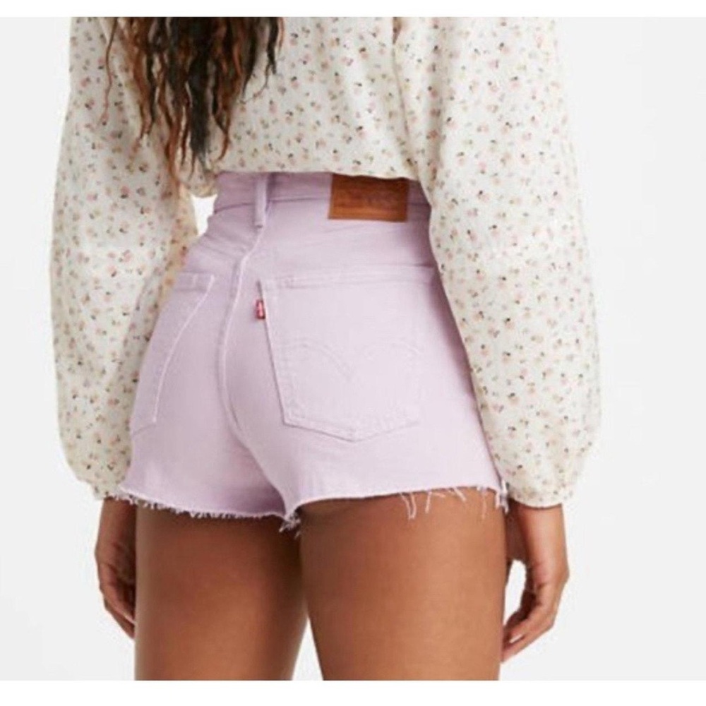 Levi's Purple Jean Shorts Distressed Hem